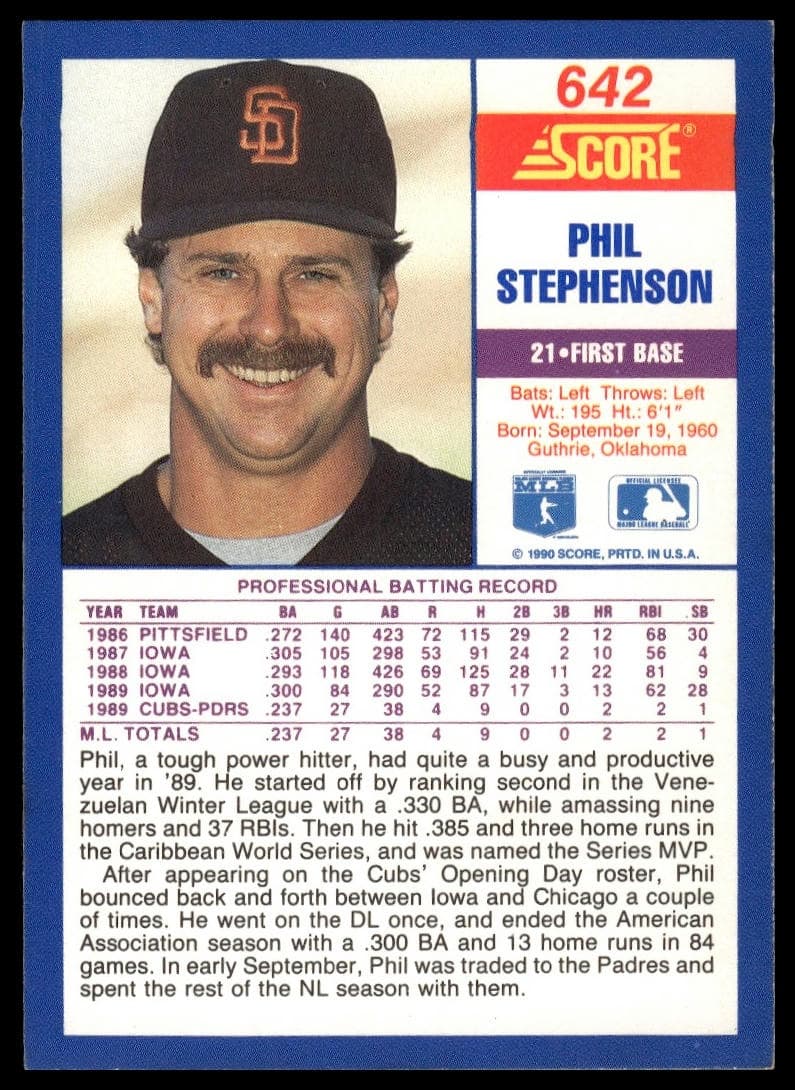 Phil Stephenson trading card