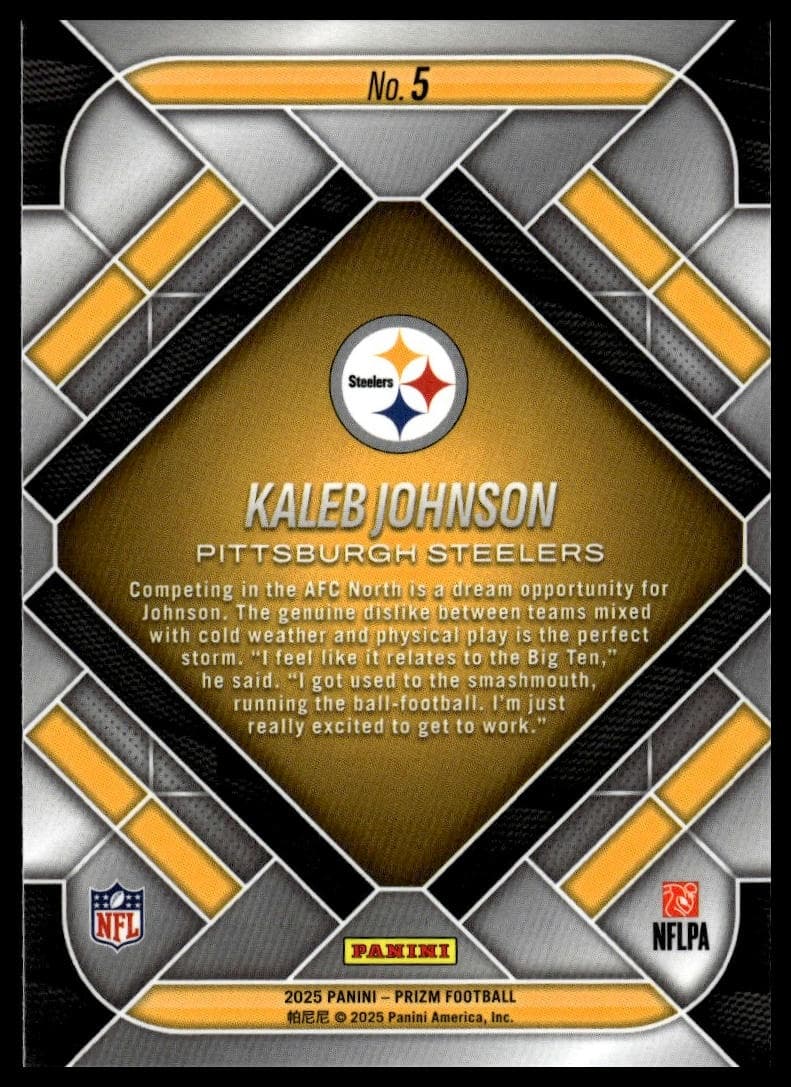 Kaleb Johnson RELIC 2025 panini Origins