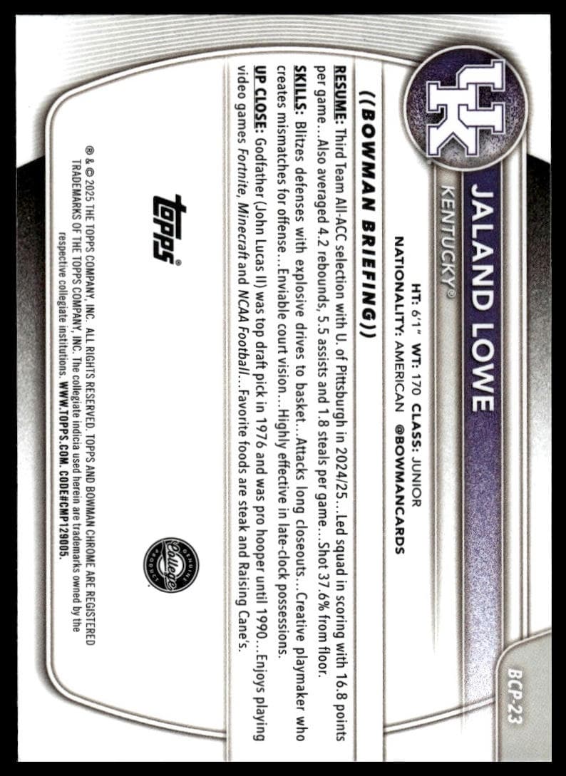 Jaland Lowe #BCP-23