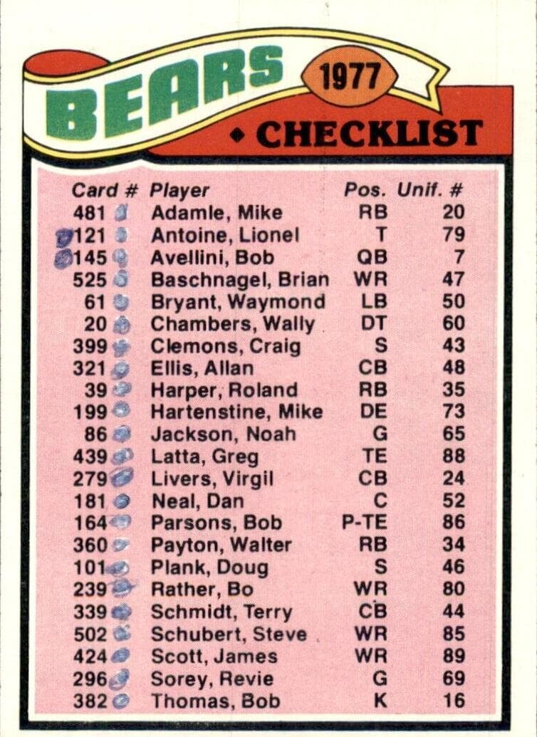 Bears Checklist/Leaders #204