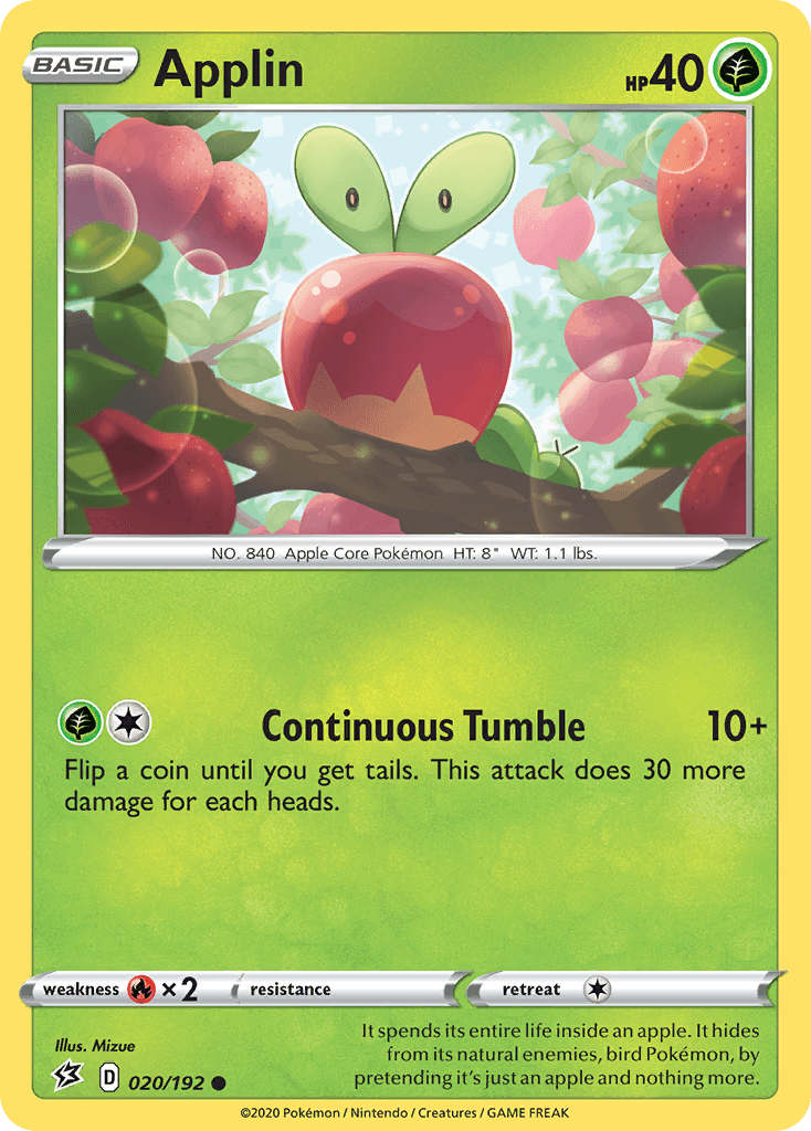 Applin 2020 Pokemon Rebel Clash Cosmos Holo