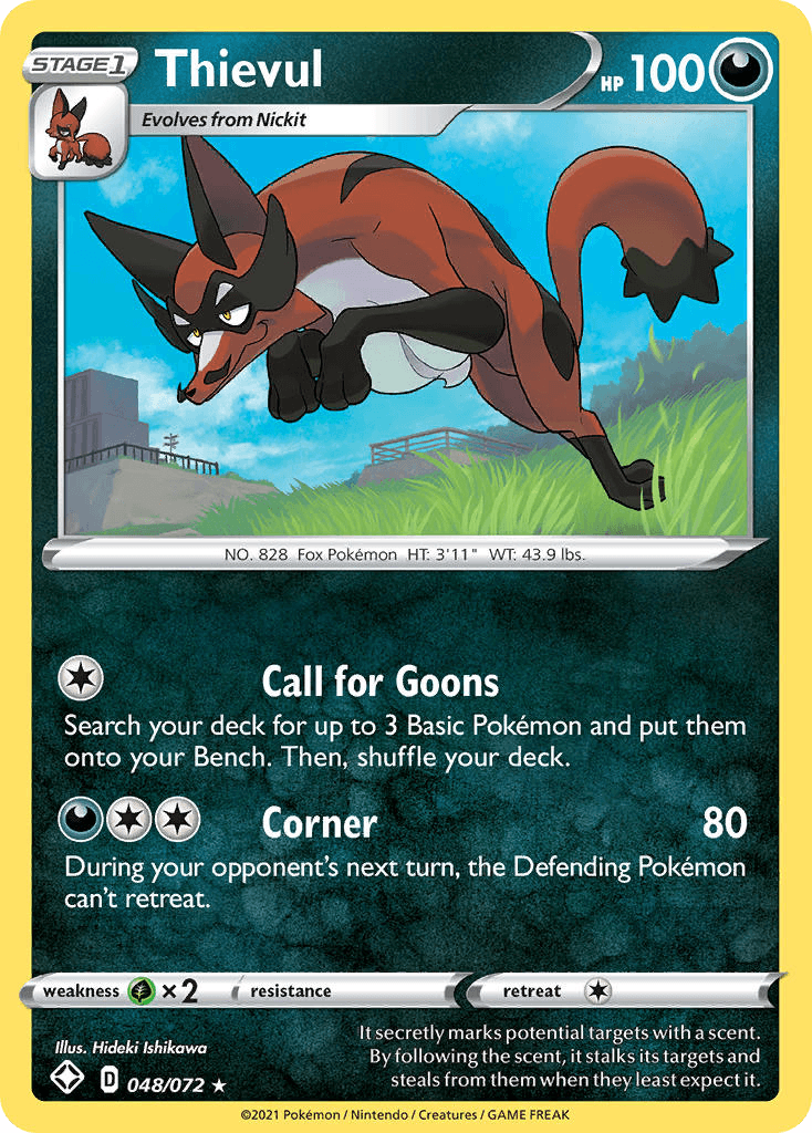 Thievul 2021 Pokemon Shining Fates Reverse Holo