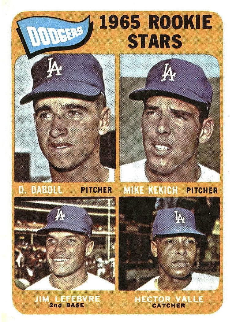 Dodgers 1965 Rookie Stars (Dennis Daboll / Mike Kekich / Jim Lefebvre / Hector Valle) #561