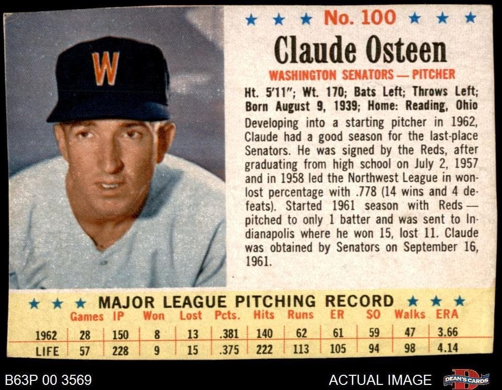 Claude Osteen 1963 unknown