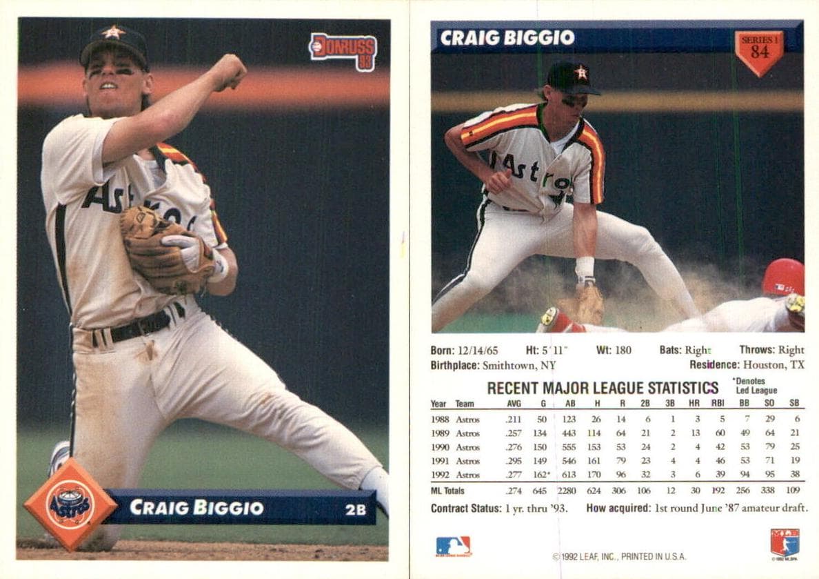 Craig Biggio 1993 panini Donruss