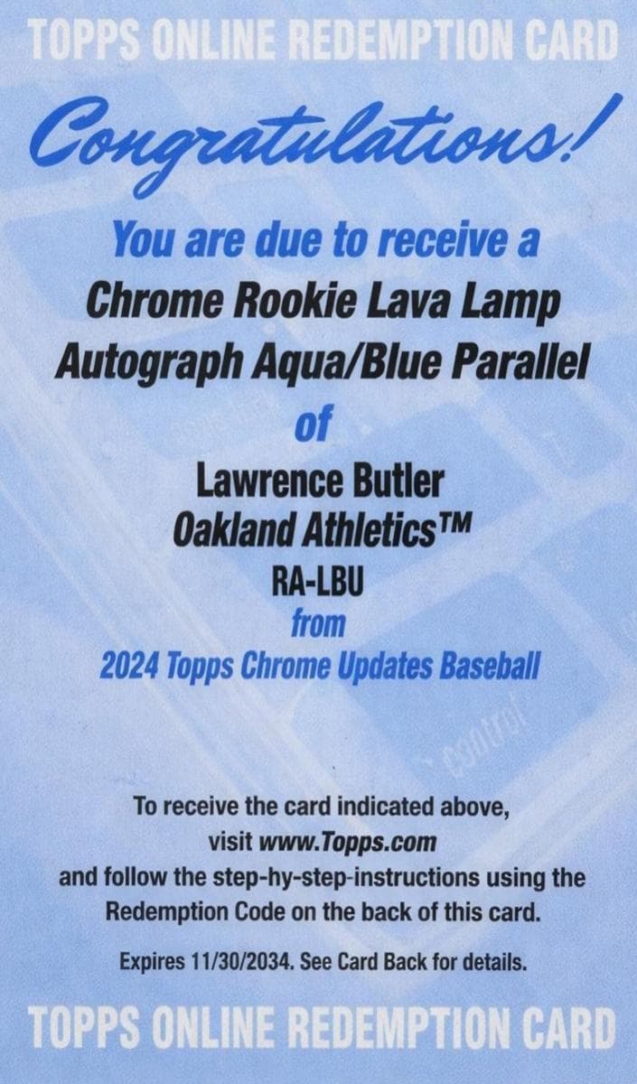 Lawrence Butler 2024 topps Topps Chrome Update