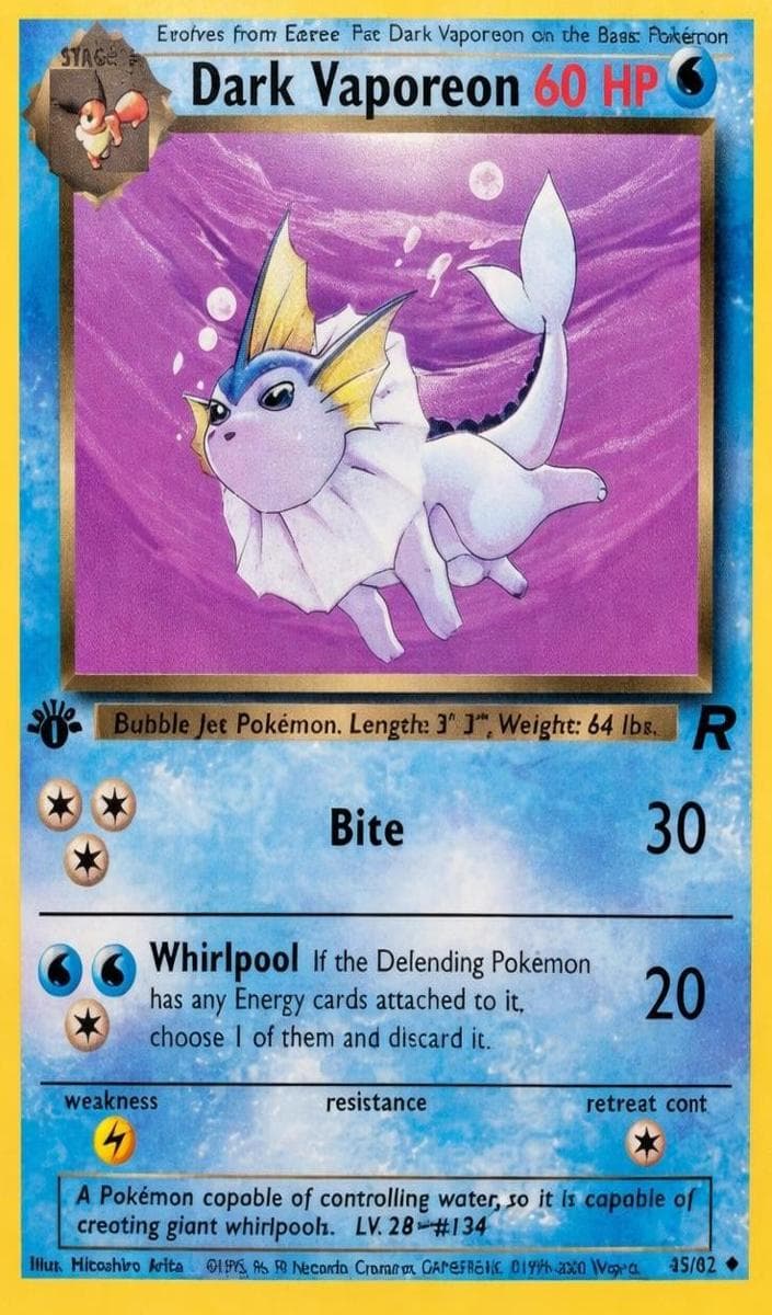 Dark Vaporeon trading card