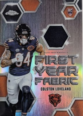 Colston Loveland 2025 topps Topps Chrome First Year Fabric