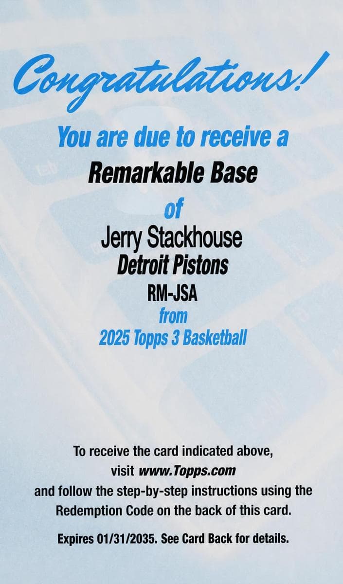 Jerry Stackhouse trading card