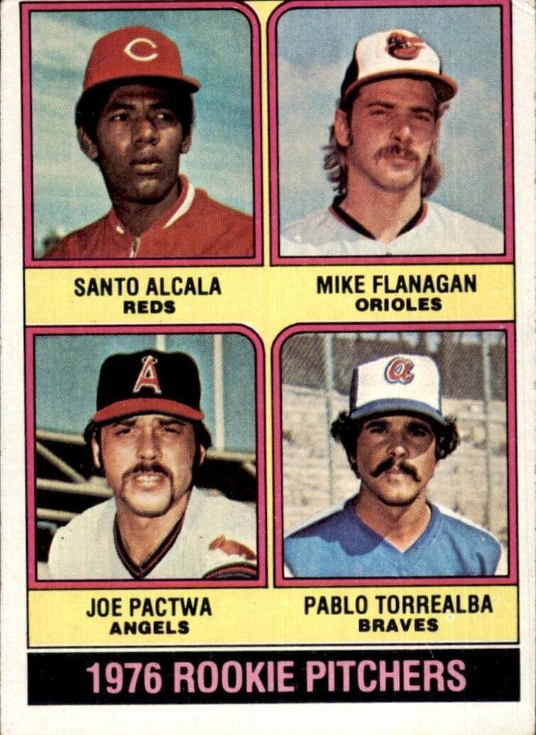 1976 Rookie Pitchers (Santo Alcala / Mike Flanagan / Joe Pactwa / Pablo Torrealba) #589