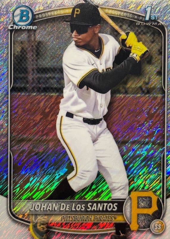 Johan De Los Santos 2025 bowman Bowman Chrome Prospects - Orange Refractor (1st) example 1