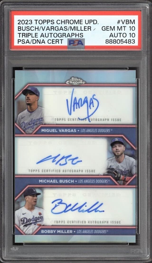 Michael Busch / Miguel Vargas / Bobby Miller trading card