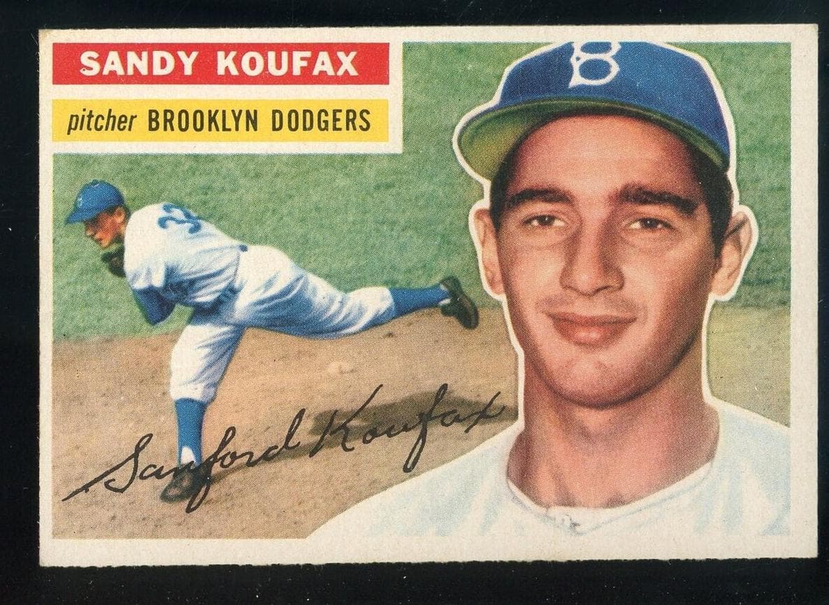 Sandy Koufax 1956 topps Baseball White Back