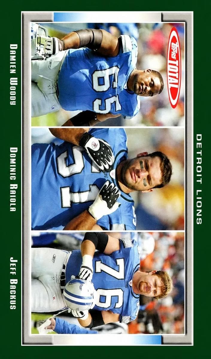 Damien Woody / Jeff Backus / Dominic Raiola 2006 topps