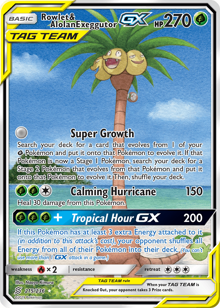 Rowlet & Alolan Exeggutor GX 2019 Pokemon Unified Minds