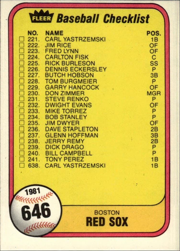 Checklist: Red Sox / Braves #646