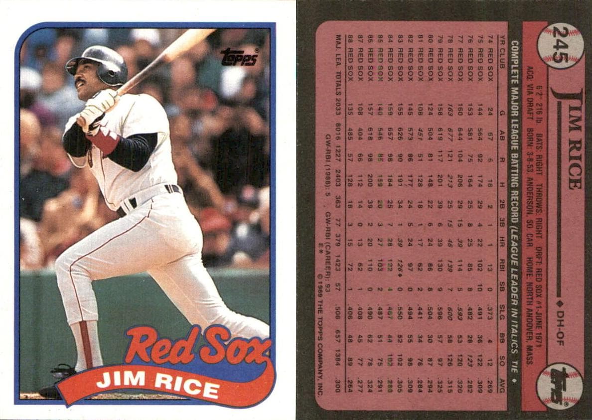 Jim Rice 1989 topps O-Pee-Chee