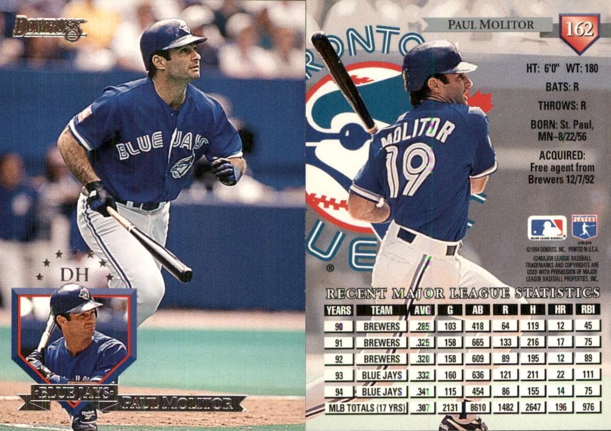 Paul Molitor 1995 panini Donruss