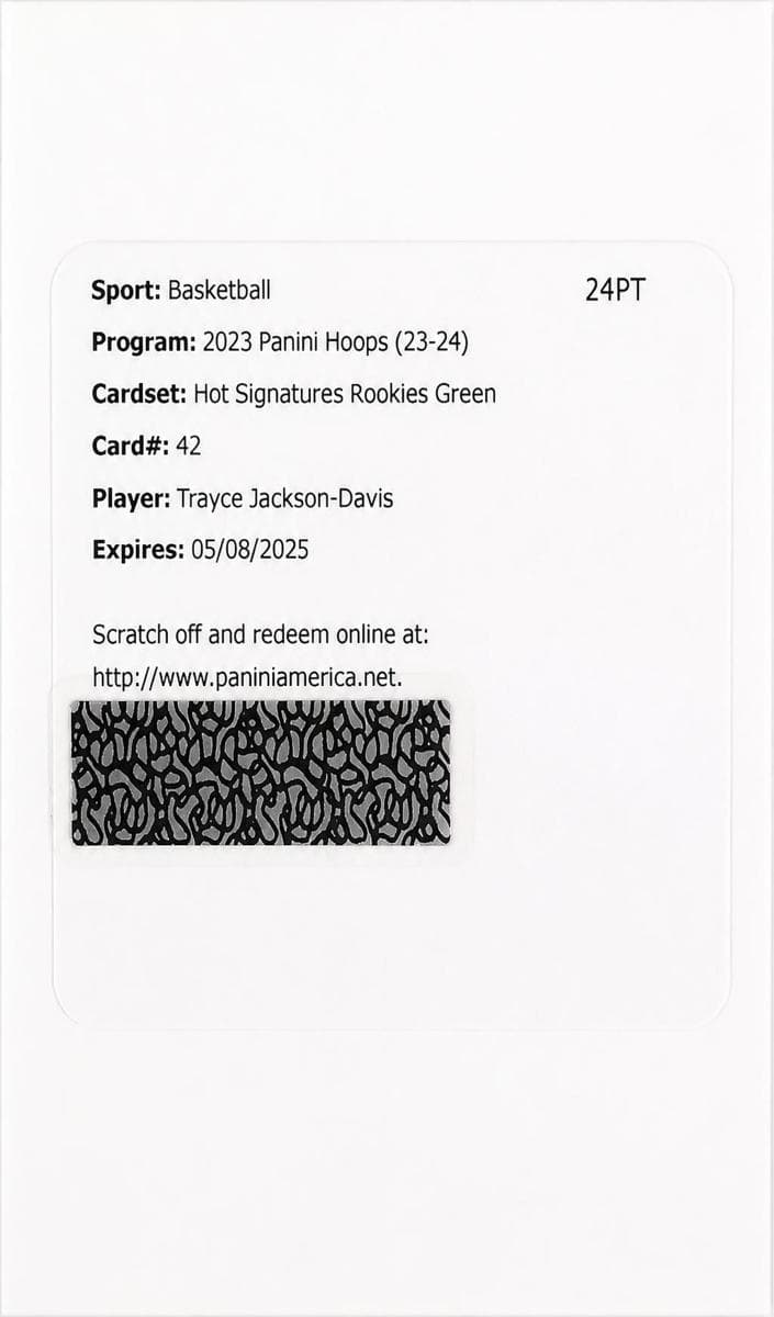 Trayce Jackson-Davis 2023 panini Hoops