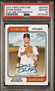 Shane Bieber 2023 topps Topps Heritage