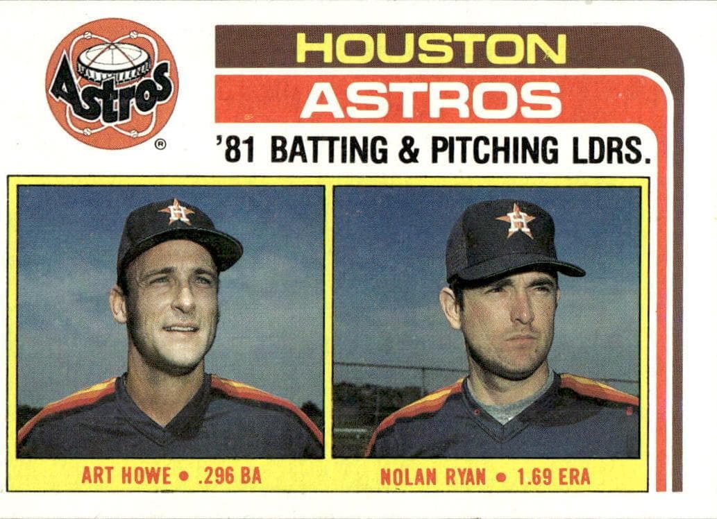 Art Howe / Nolan Ryan 1982 topps Batting & Pitching Leaders