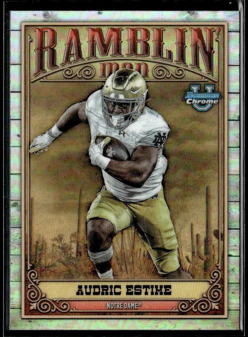 Audric Estime 2023 bowman Chrome University Ramblin' Man