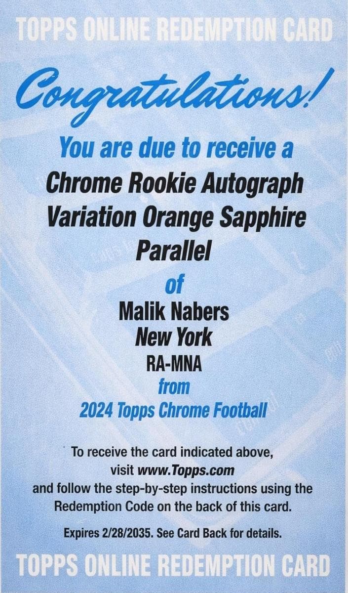 Malik Nabers 2024 topps Topps Chrome Sapphire Edition