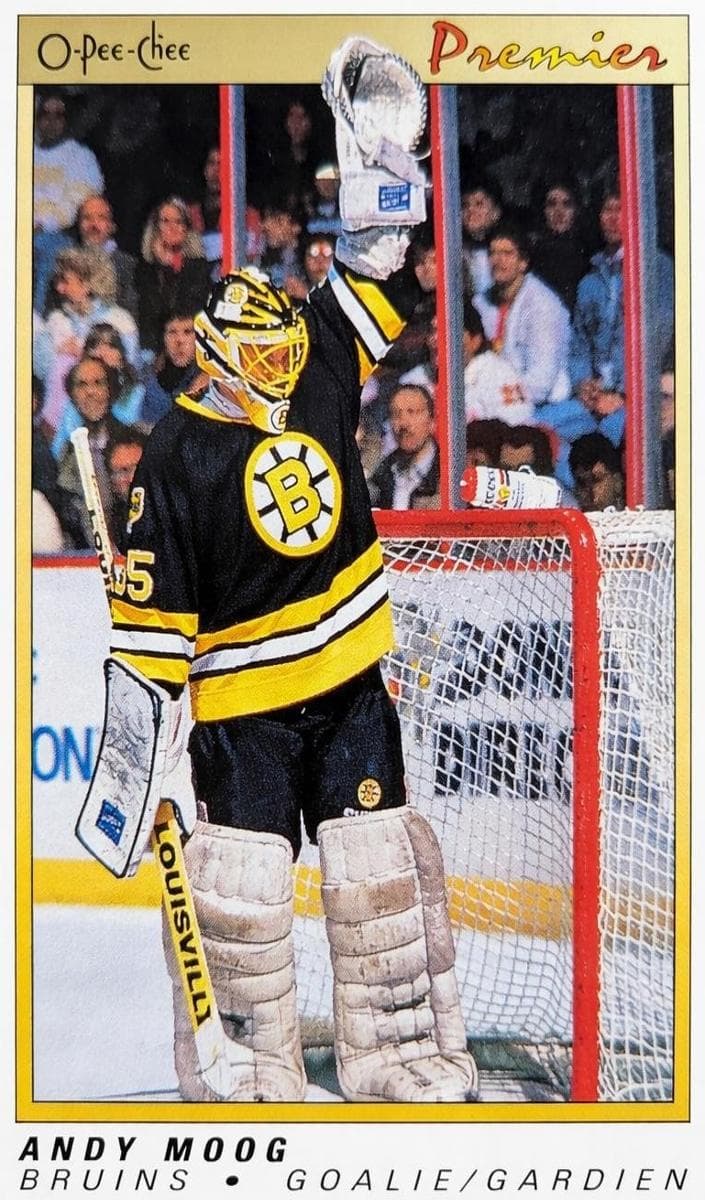 Andy Moog 1990 topps O-Pee-Chee Premier