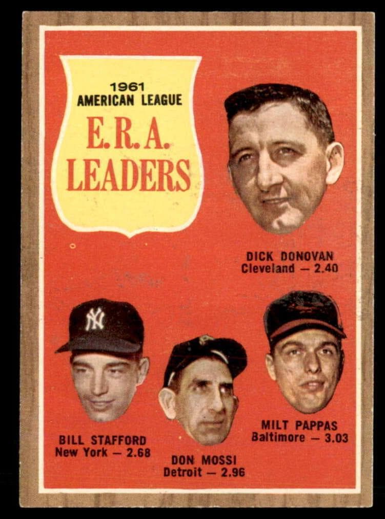 1961 American League E.R.A. Leaders (Dick Donovan / Bill Stafford / Don Mossi / Milt Pappas) #55