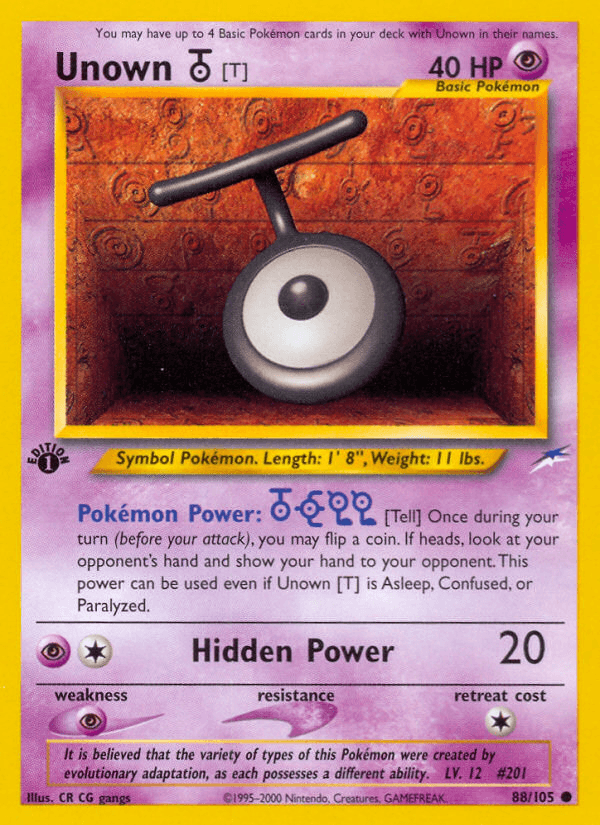 Unown T 2002 Pokemon Neo Destiny