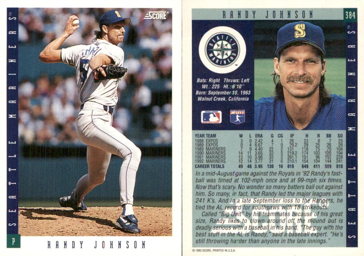 Randy Johnson 1993 panini Score