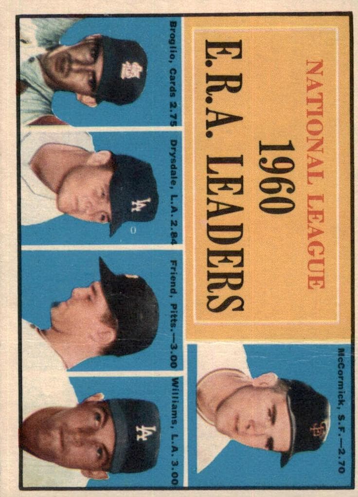 National League 1960 E.R.A. Leaders (Mike McCormick / Ernie Broglio / Don Drysdale / Bob Friend / Stan Williams) #45