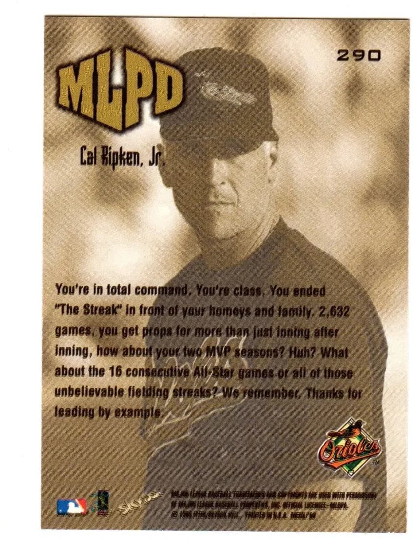Cal Ripken, Jr. 1999 fleer Skybox Metal Universe