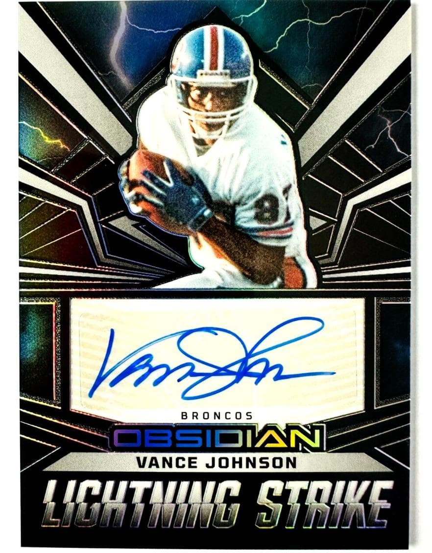 Vance Johnson 2023 panini Obsidian Lightning Strike Signatures
