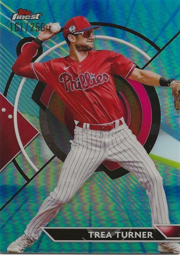 Vapor Trea Turner 2023 Topps Finest 2023 Topps Finest aqua-blue-refractor