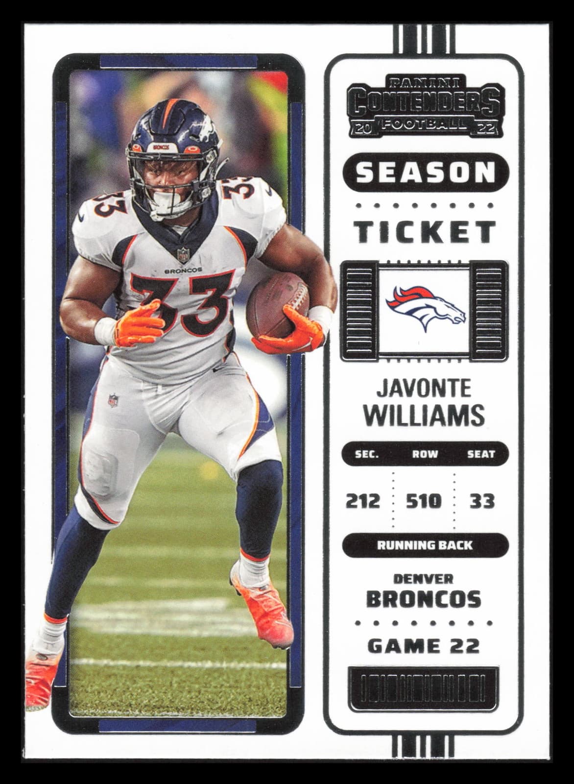Javonte Williams Season 2022 Panini Contenders 2022 Panini Contenders
