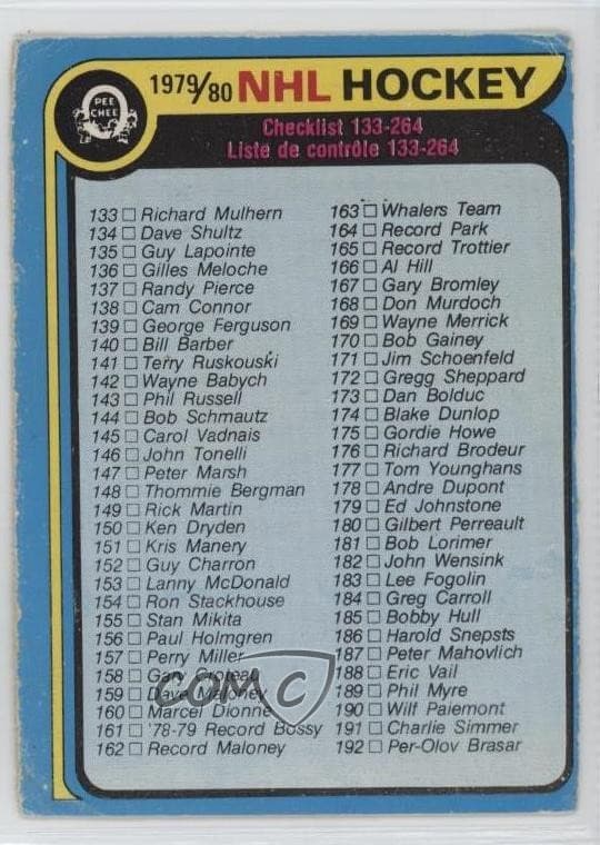 -80 Checklist 0nr3 1979 O-Pee-Chee 1979 O-Pee-Chee