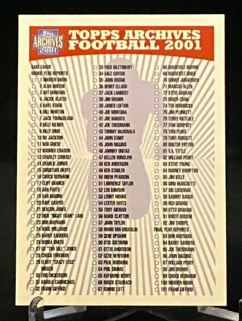 Archives Football Checklist 2001 Topps