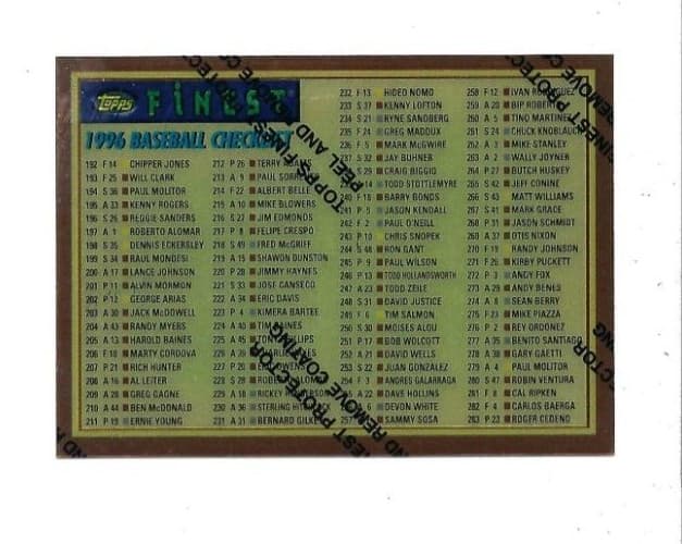 Checklist Baseball 1996 Topps Finest 1996 Topps Finest