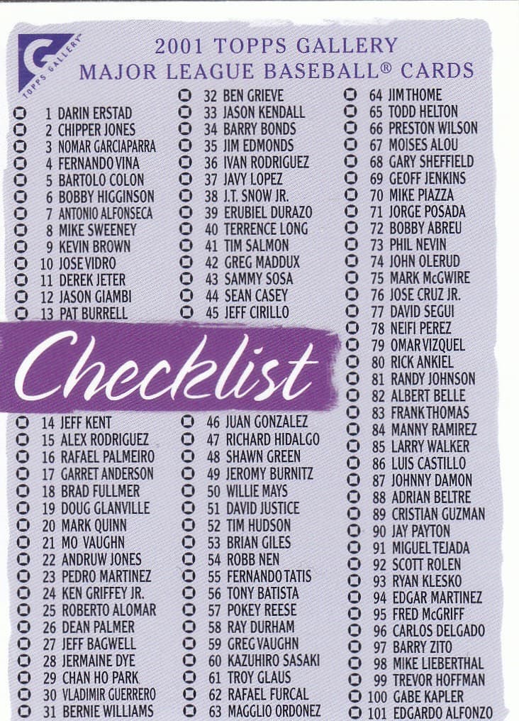 Gallery Baseball 2001 Topps 2001 Topps