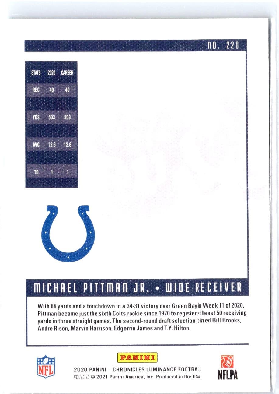Chronicles Michael Pittman 2020 Panini 2020 Panini