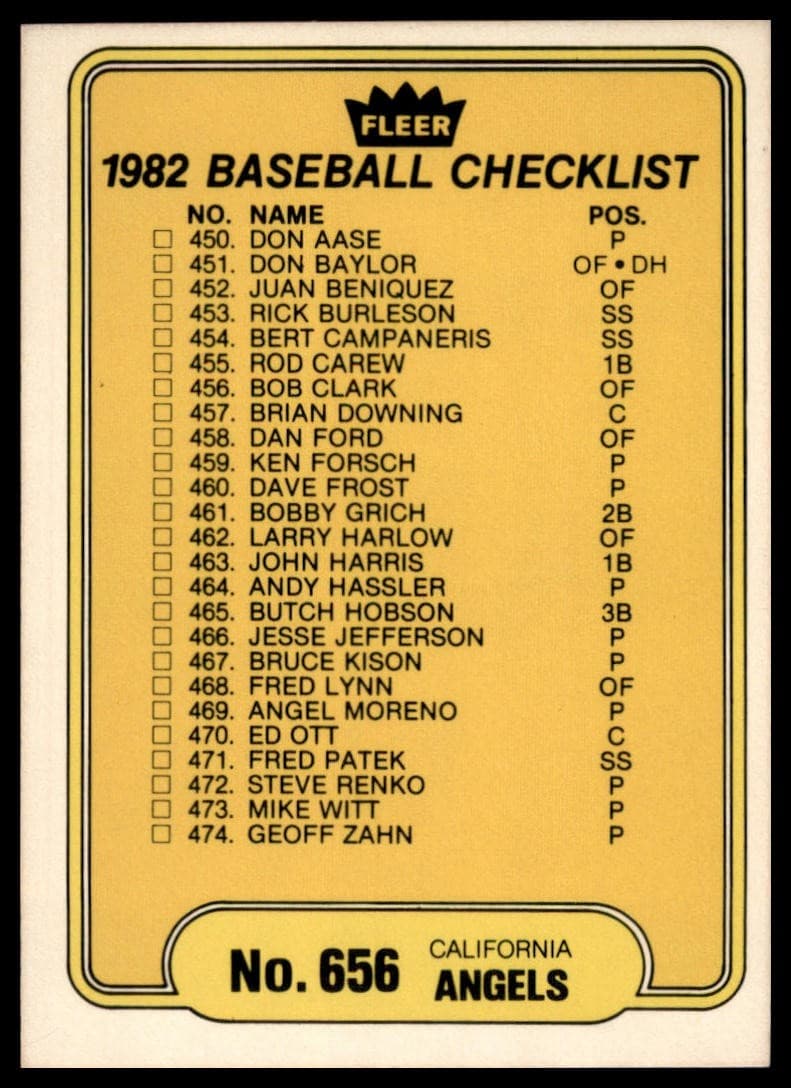 Red Sox 1982 Fleer