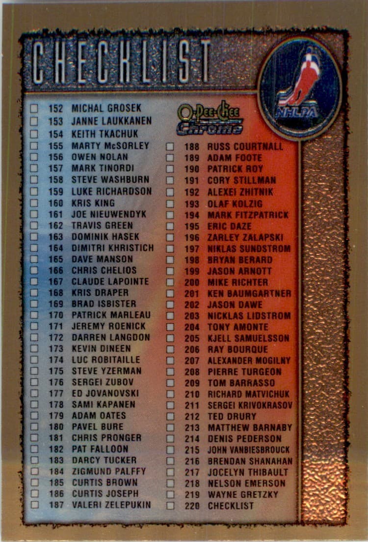 -99 CHECKLIST. 1998 O-Pee-Chee 1998 O-Pee-Chee