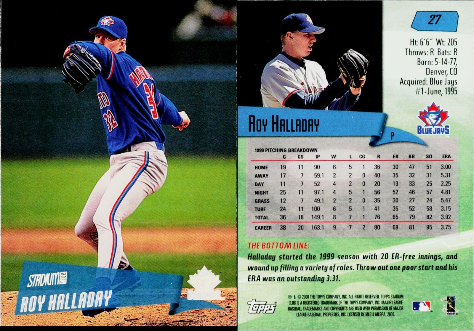 Baseball Roy Halladay 2000 Topps Stadium Club 2000 Topps Stadium Club