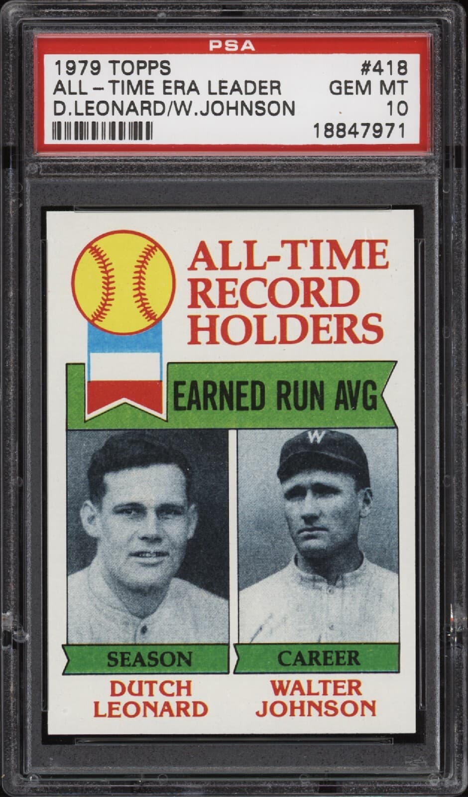All–Time ERA Leaders - Leonard 1979 Topps
