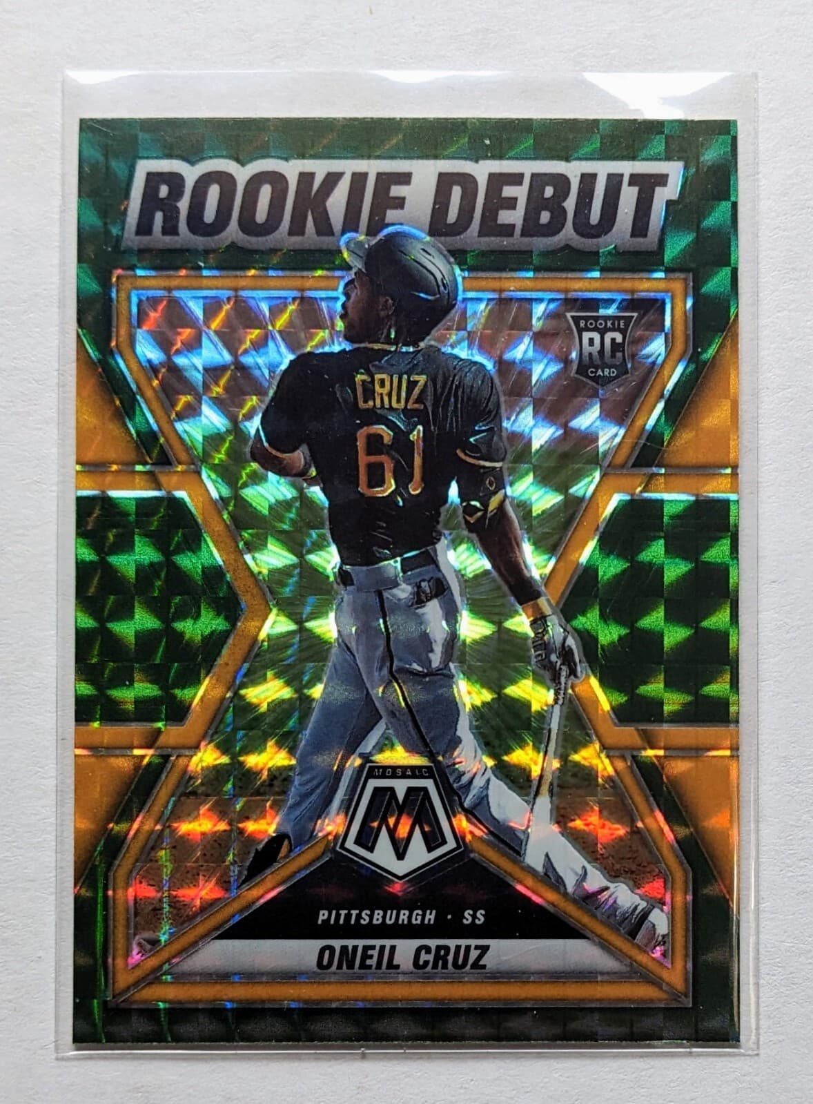 Oneil Cruz Debut 2022 Panini Mosaic 2022 Panini Mosaic green