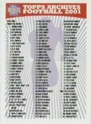 Archives Football 2001 Topps