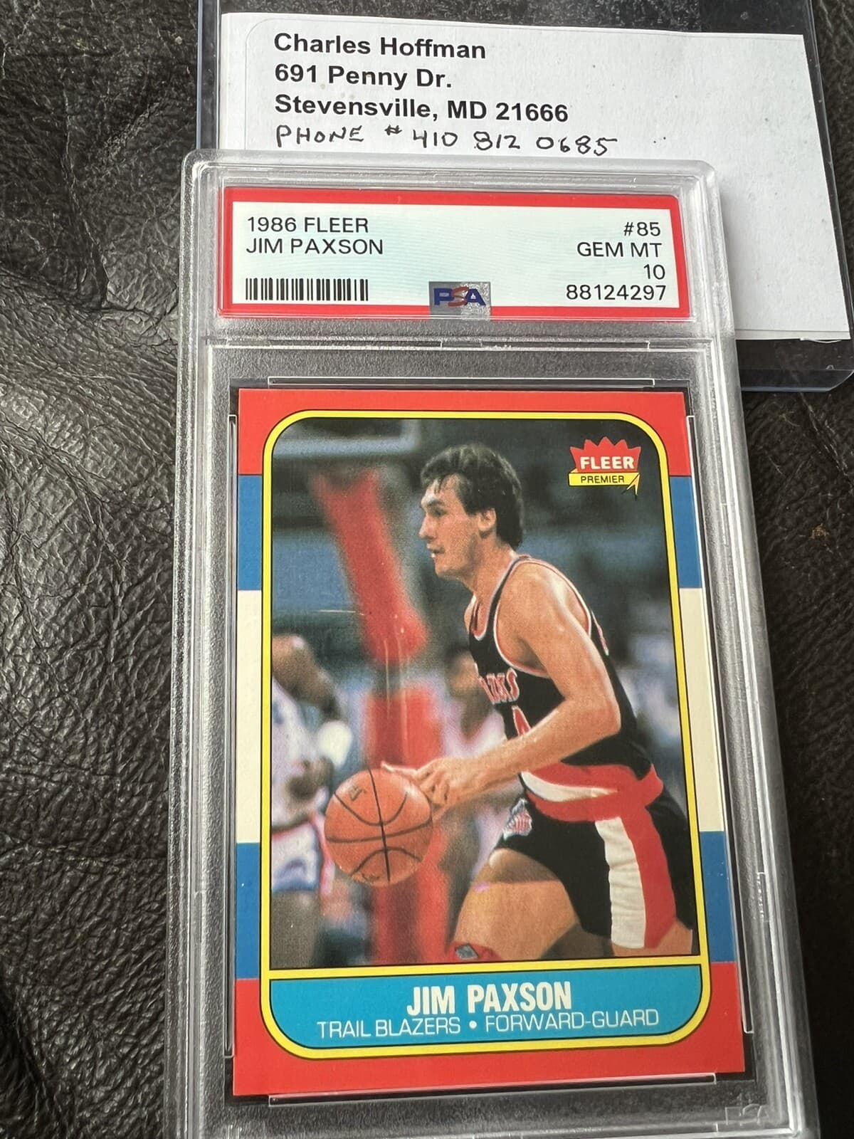 Basketball Jim Paxson 1986 Fleer 1986 Fleer
