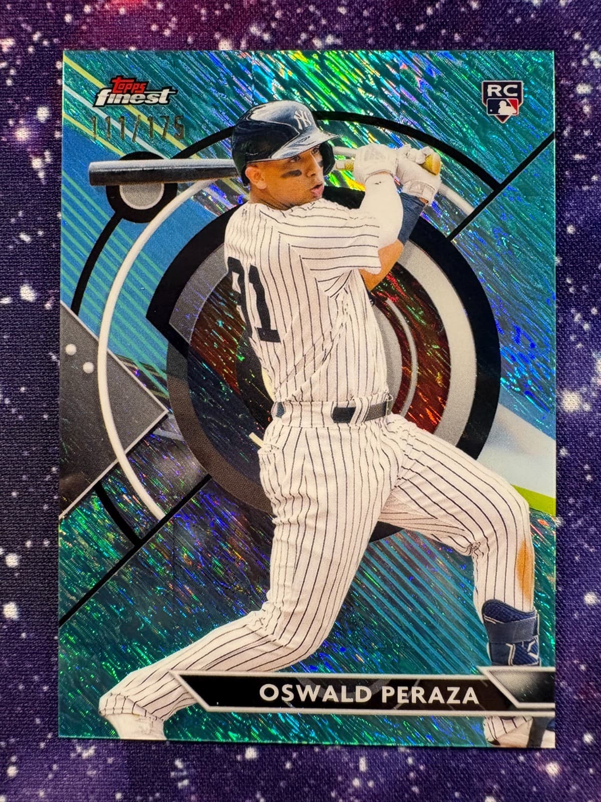 Oswald Peraza Aqua 2023 Topps Finest 2023 Topps Finest aqua-refractor-shimmer