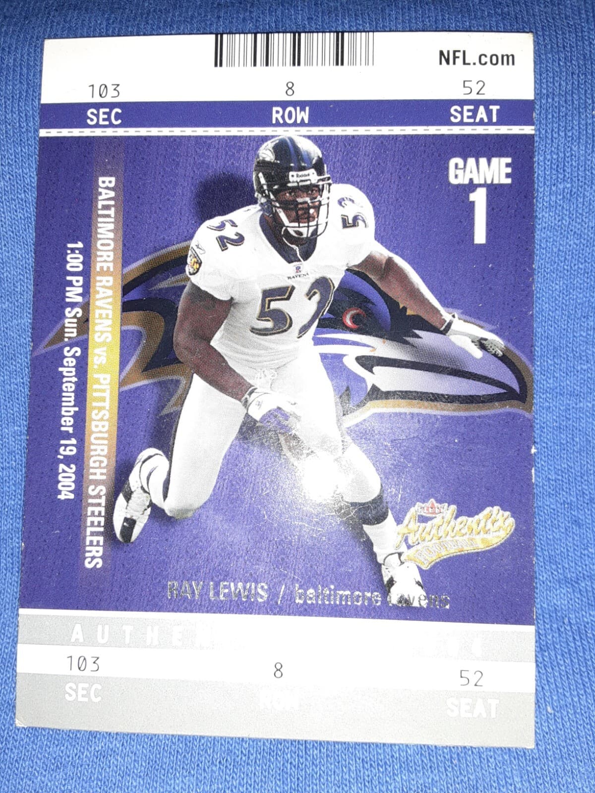 Authentix Ray Lewis 2004 Fleer